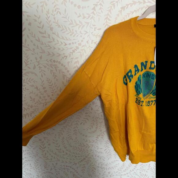 NWT Forever 21 Grand Prix Graphic Sweater - Mustard Yellow - Picture 3 of 6